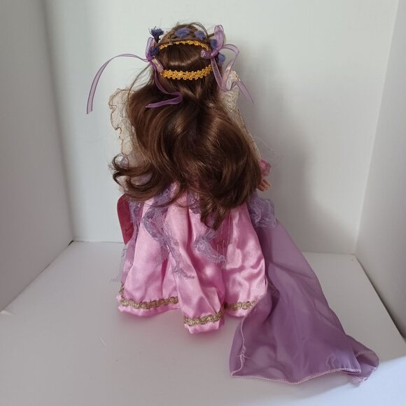 Porcelain Angel Doll With Purple Dress & Gold Accents By Paradise Galleries - Picture 7 of 8